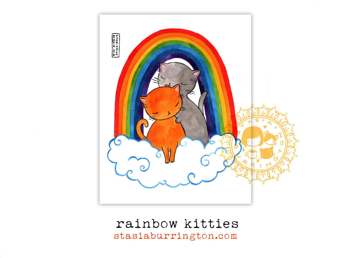 8 x 10" print - Rainbow Kitties