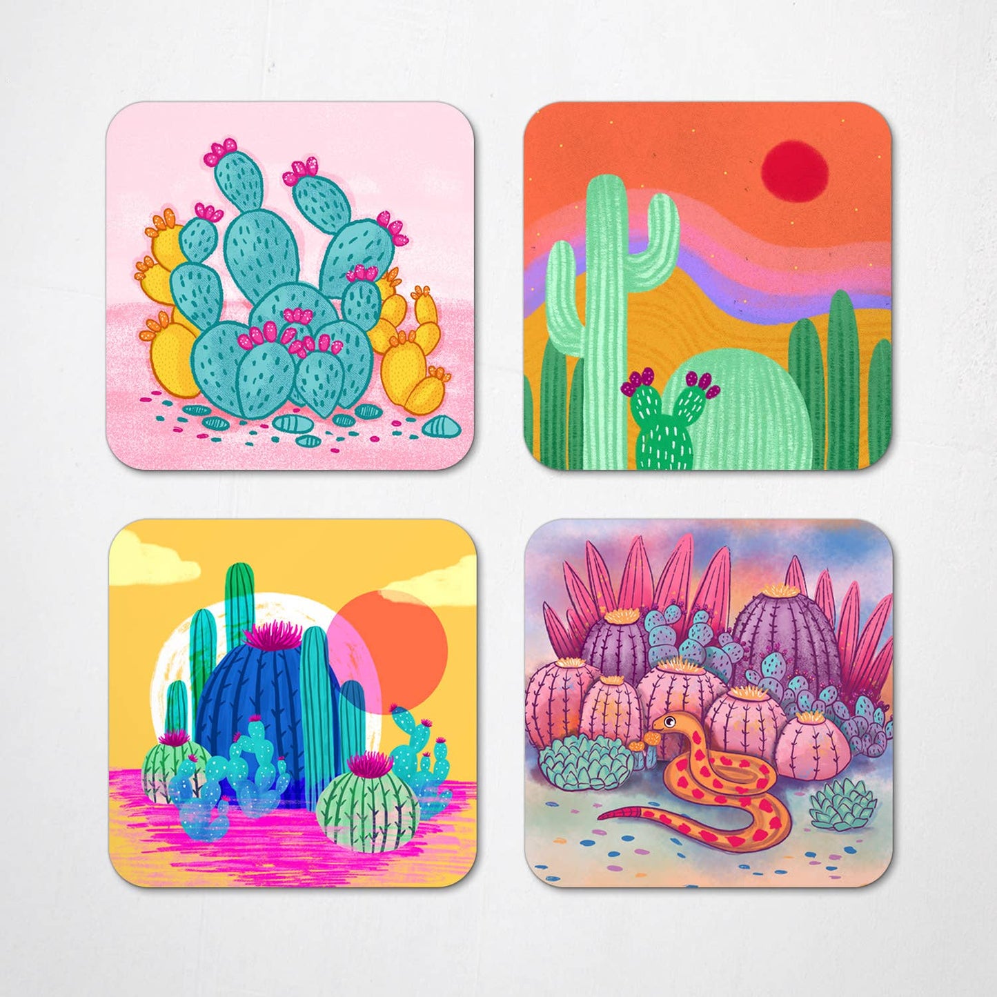 Coaster Set - Desert Landscapes - Cactus - Cacti