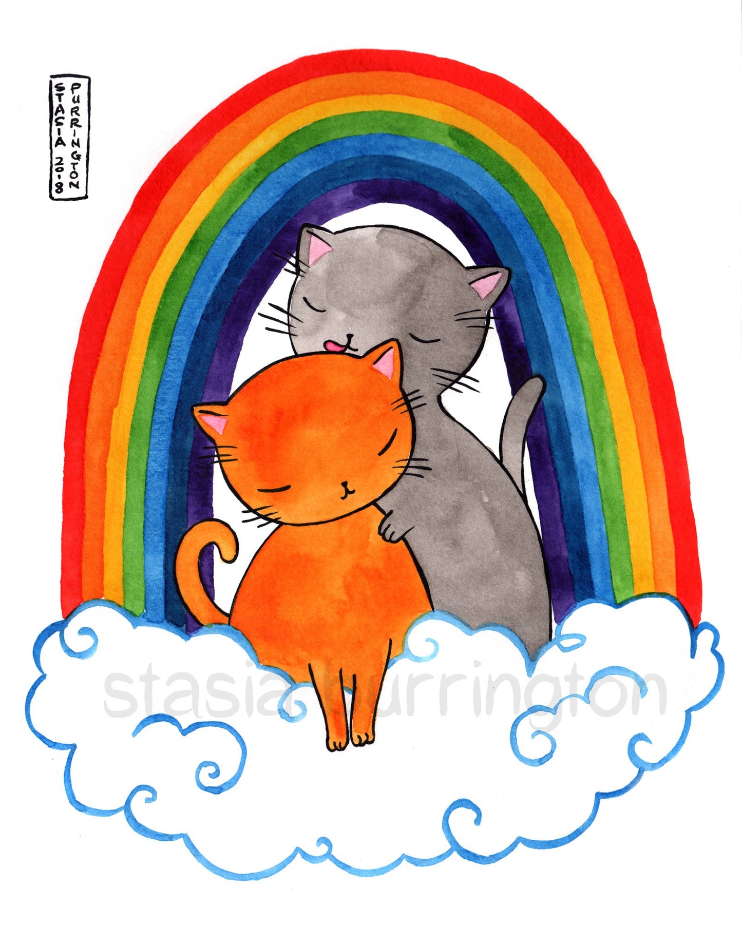 8 x 10" print - Rainbow Kitties