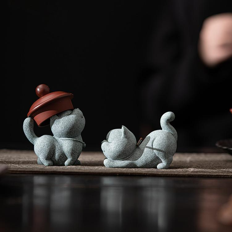Stretching Cat Tea Pet
