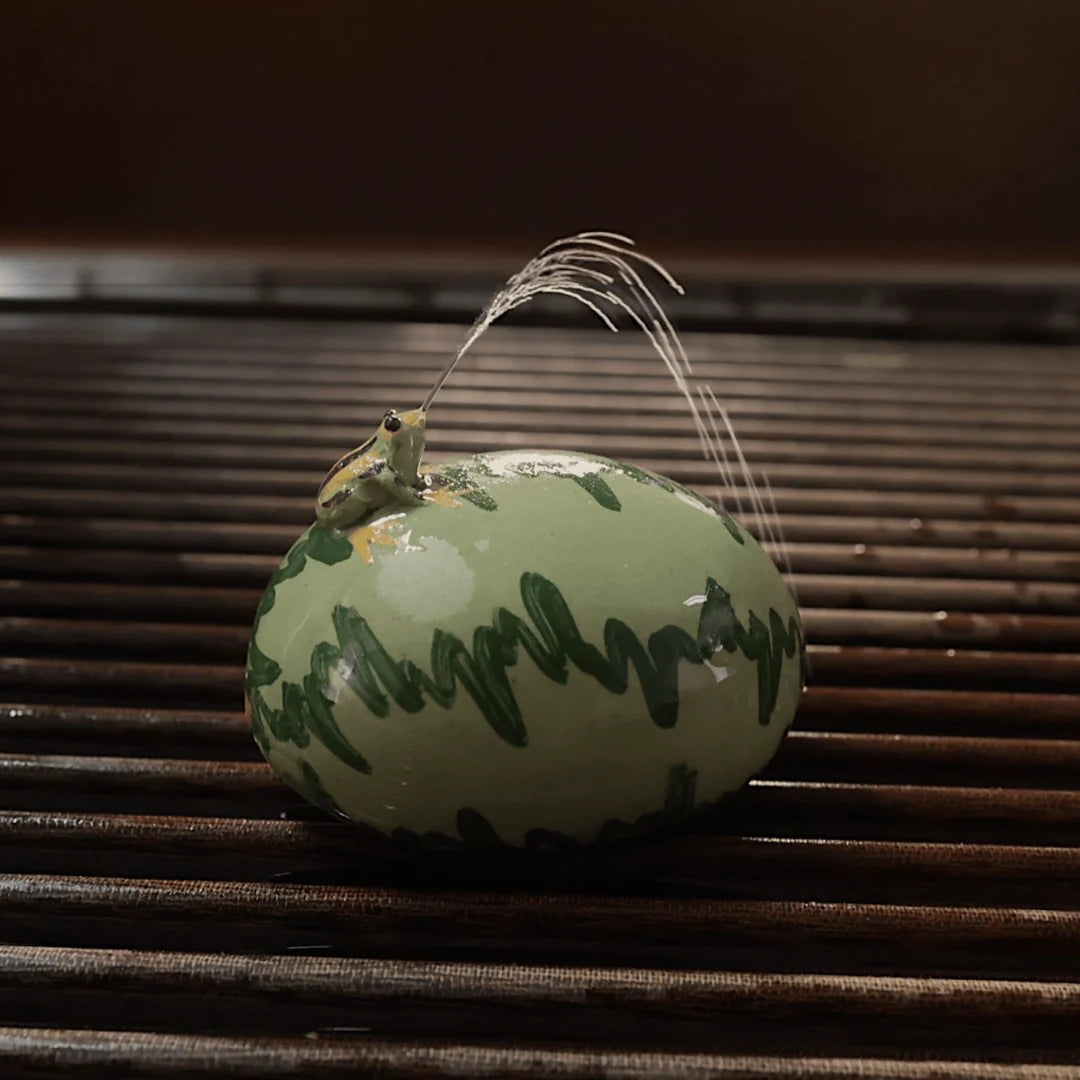 Water Spraying Frog on Melon